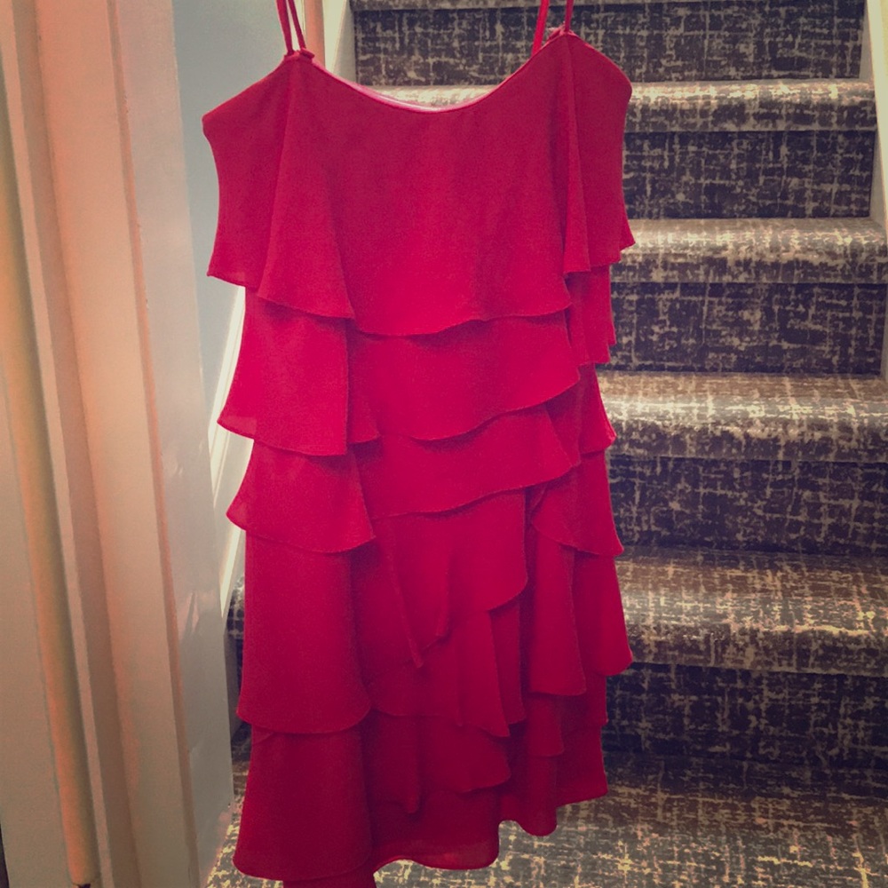 Raspberry pink ruffle dress